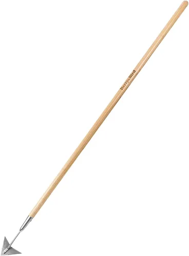 Vista 8 de Azada de mano triangular, azadas de jardín con alas de 15.2 pulgadas con mango de madera corto, azada Warren de acero inoxidable para jardinero