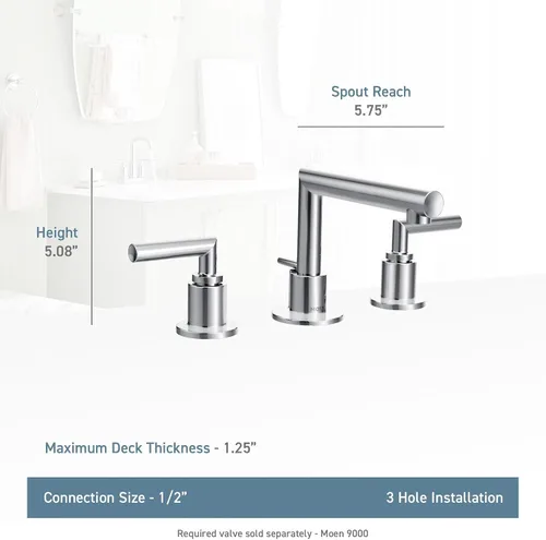 Vista 4 de Moen TS43002BN Arris - Kit de grifería de baño de 8.0 in (8 pulgadas), requiere válvula, níquel cepillado