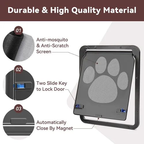 Vista 3 de Puerta mosquitera para puerta mosquitera con cierre automático magnético, pestañas dobles bloqueables, puerta mosquitera para perros, fácil acceso