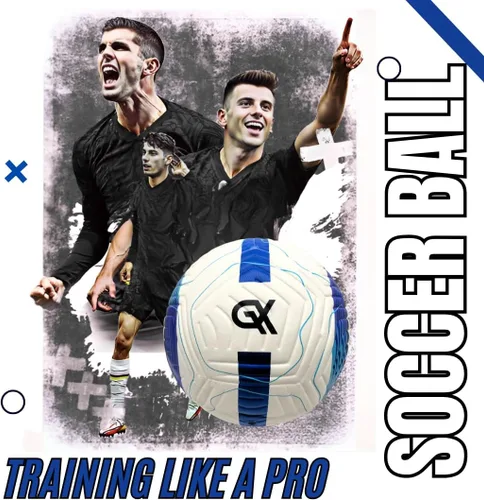 Vista 5 de GX - Balón de fútbol profesional con textura tamaño 5, piel resistente a la intemperie.