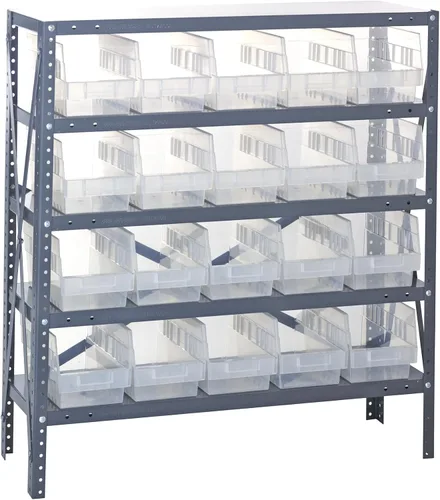 Vista 197 de Quantum QSBU-245BK Heavy Duty Shelving Unit with (7) Shelves and (24) QUS245 Black Bins for Garage Warehouse Storage Distribution 400 lb Load