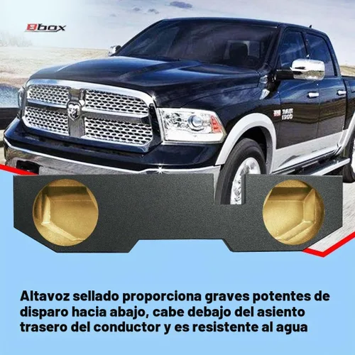 Vista 3 de Atrend Bbox - Caja de subwoofer dual de 10 pulgadas – Caja de subwoofer Sprayliner sellada – Se adapta a Dodge Ram Quad Cab 2002-2018 – Caja