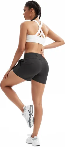 Vista 7 de Blaosn Pantalones cortos con falda para mujer, para gimnasio, yoga, atletismo, entrenamiento, correr, tenis, falda linda para niñas, ropa de moda