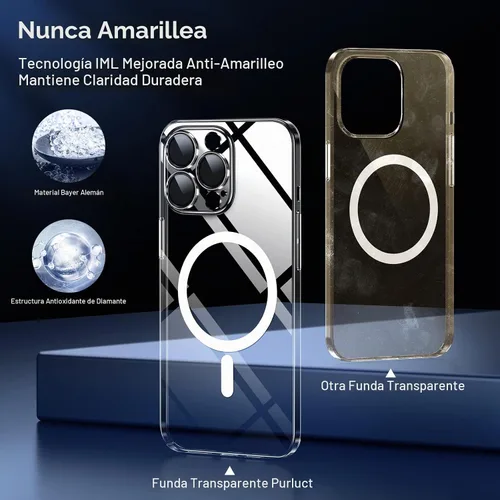 Vista 4 de Funda magnética delgada diseñada para iPhone 13 Pro Max [Compatible con MagSafe], carcasa trasera dura con acabado fino [No se pone amarilla] Funda