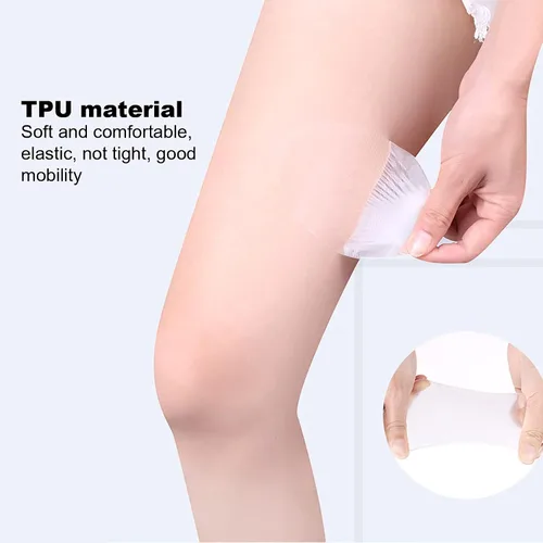 Vista 8 de Fdit 10pcs Thigh Anti Friction Pads, Transparent TPU Sweat Absorbing Body Care Patches Unisex Disposable Knee Calf Anti Friction Pads for Adults