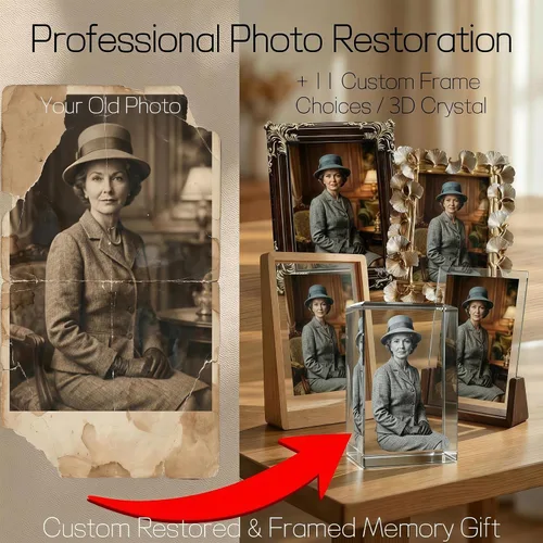 Vista 5 de Servicio personalizado de restauración y encuadre de fotos antiguas: regalo de fotos personalizado, imagen enmarcada hecha a mano, marco de fotos