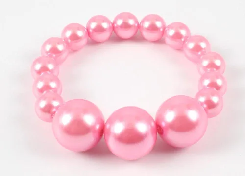 Vista 6 de Shineland - Juego de collar y pulsera de perlas de imitación grandes y grandes (rosa)