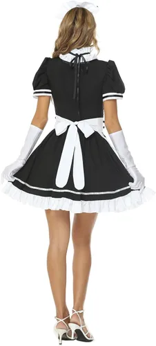 Vista 6 de Delantal de sirvienta francesa de anime Lolita, disfraz de cosplay de Halloween