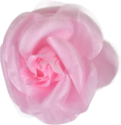 Vista 7 de Broche Multifuncional para Mujer con Flor Rosa de Pétalos Transparentes Pin Clip para Cabello