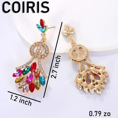Vista 5 de Pendientes colgantes de diamantes de imitación coloridos