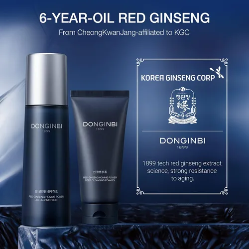 Vista 6 de Donginbi Red Ginseng Homme - Juego especial todo en uno – Esencia hidratante de ginseng rojo coreano (4.06 onzas), lavado facial glicólico y ácido