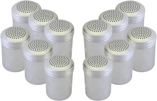 Vista 2 de Salero o pimentero 10 onzas dragas de aluminio estilo moderno utensilio de cocina sin asas, 2 piezas