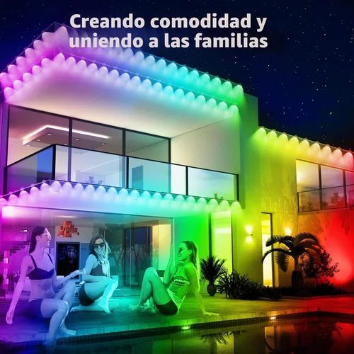 Vista 7 de SINLEY Luces RGB Permanentes para Exteriores de 100 Pies, Luces LED Inteligentes Impermeables para Aleros con Control por Aplicación/Control Remoto