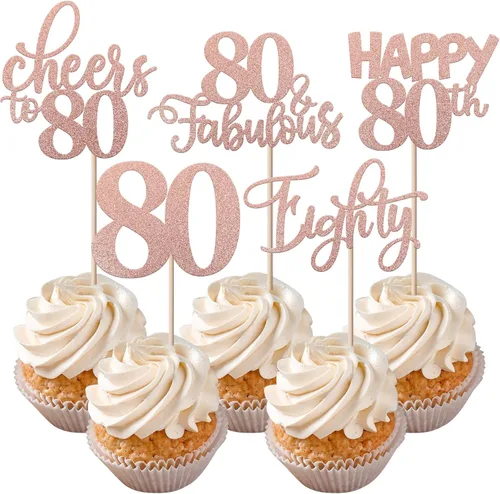 Vista 32 de Rsstarxi Paquete de 30 adornos para cupcakes de 6º cumpleaños con purpurina negra de seis Hello 6 para cupcakes Cheers to 6 años de edad