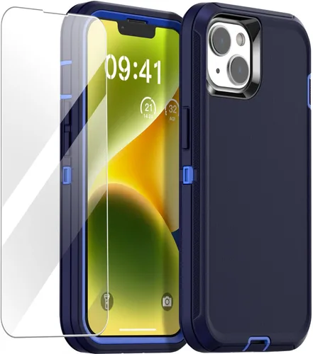 Vista 21 de AICase Funda para iPhone 14 (6.1 pulgadas) con protector de pantalla de vidrio, protección contra caídas de alta resistencia, cuerpo completo, a