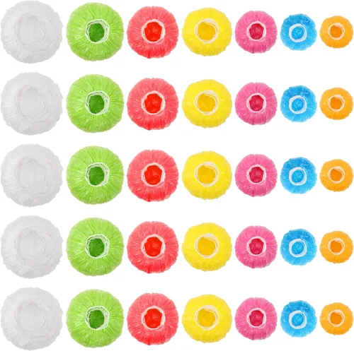 Vista 9 de 70 piezas de tapas para cuencos, 5 tamaños de cubiertas de plástico para alimentos con elástico, tapas de colores para cuencos reutilizables