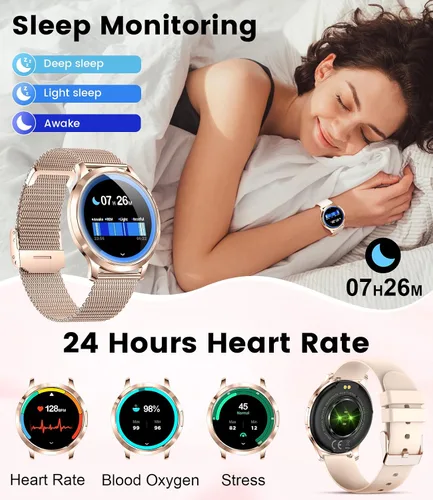 Vista 4 de DREMAC Smart Watch(Make Call/Thin),1.32'' Amoled Curved Display for Android iPhone,Smart Watches for Women with Heart Rate Monitor,Sleep