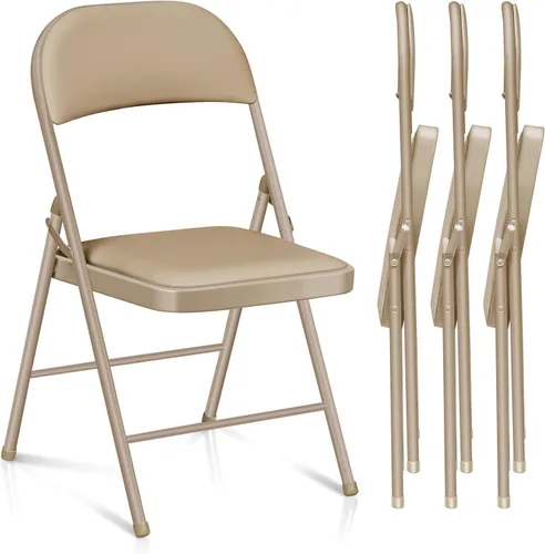 Vista 12 de Fenbeli Paquete de 1 silla plegable con cojín, silla de metal negro con asiento acolchado y marco de acero duradero, sillas plegables de capacidad