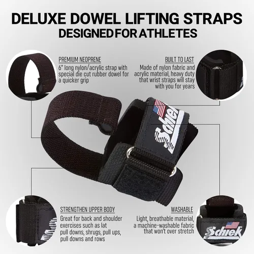 Vista 3 de Correas de elevación Schiek Sports Model 1000-DLS Deluxe Dowel