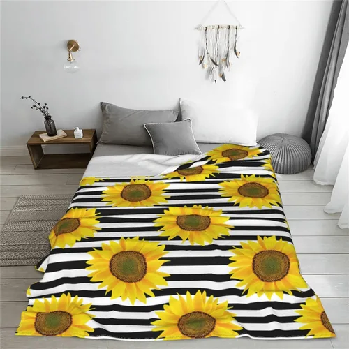 Vista 7 de Manta de girasol, suave, cálida, ligera, acogedora manta de felpa para cama, sofá, oficina, decoración de regalos para niños y mujeres, 80 x 60