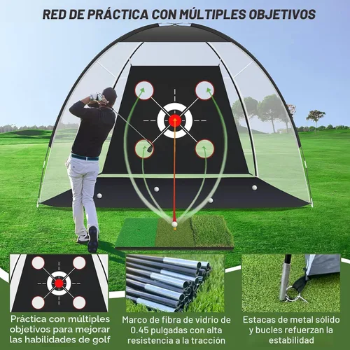 Vista 2 de Golf Net with Practice Mat,Golf Hitting Aid Nets 10x7FT for Backyard Driving Chipping Training Swing with Target Mat Balls for Outdoor Indoor，Gifts