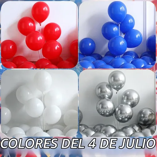 Vista 3 de Kit de arco de guirnalda de globos para el Día de la Independencia de 147 piezas, color rojo, blanco y azul, con estrella en explosión, globos
