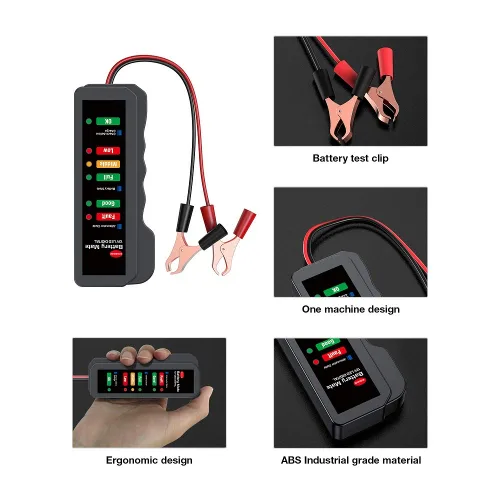 Vista 3 de KINGBOLEN Probador de batería de 12V para auto, Probador de alternador automotriz, Verificador de batería, Analizador para verificar el alternador