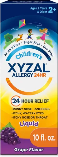 Vista 13 de Xyzal Medicamento para aliviar la alergia las 24 horas para niños, antihistamínico líquido de dihidrocloruro de levocetirizina, chicle, 5 onzas