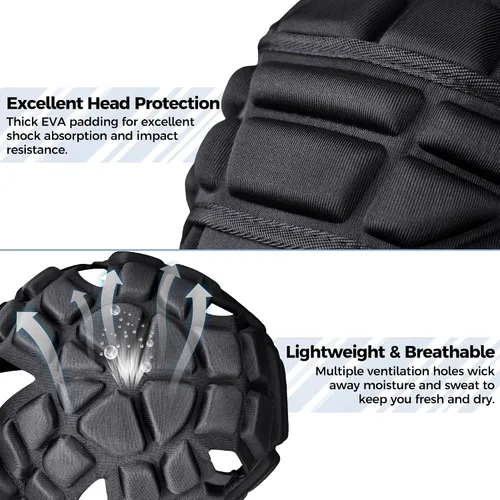 Vista 4 de Casco acolchado suave para bandera de fútbol 7v7 rugby ajustable para portero de fútbol para la cabeza, protección de portero deportivo, para niños