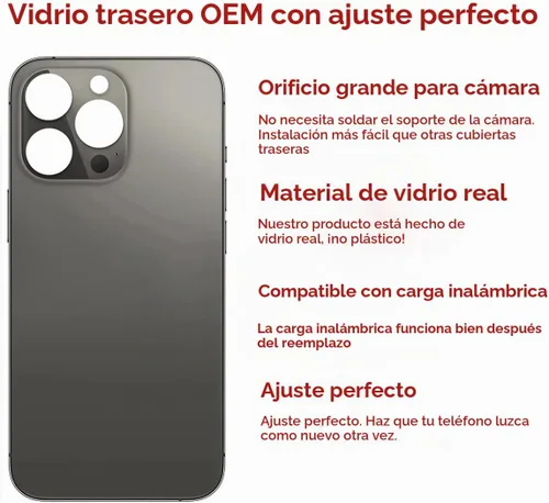 Vista 2 de Repuesto original OEM de cubierta trasera de cristal para iPhone 13 Pro Max de 6.7 pulgadas (Grafito) para todos los operadores con adhesivo