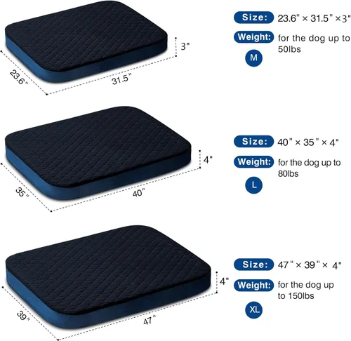 Vista 6 de Cama para perros extragrandes, colchón ortopédico de espuma Jumbo XL para perro, cama de dormir para mascotas de 47 pulgadas, parte inferior Gris
