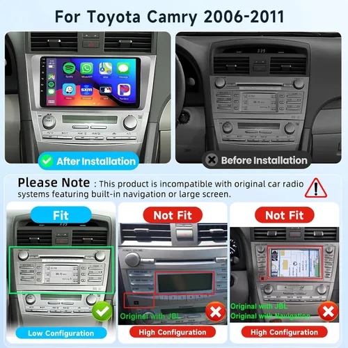 Vista 2 de Radio de coche 5GHz-WiFi 2G+64G para Toyota Camry 2006 2007 2008 2009 2010 2011 con CarPlay Android Auto, 9 pulgadas pantalla táctil Android 15