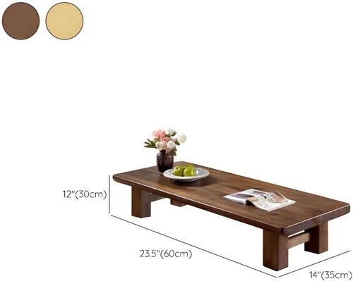 Vista 2 de Mesa de centro contemporánea de madera maciza de 4 patas, mesa de centro de estilo japonés Tatami, mesa baja de madera de pino zen, mesa de té