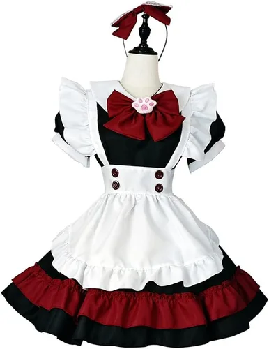 Vista 5 de Disfraz de sirvienta de vampiro para cosplay, traje gótico de Little Devil, para café, Halloween, conjunto completo