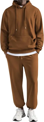 Vista 49 de COOFANDY Conjunto deportivo de 2 piezas para hombre, conjunto deportivo casual con capucha