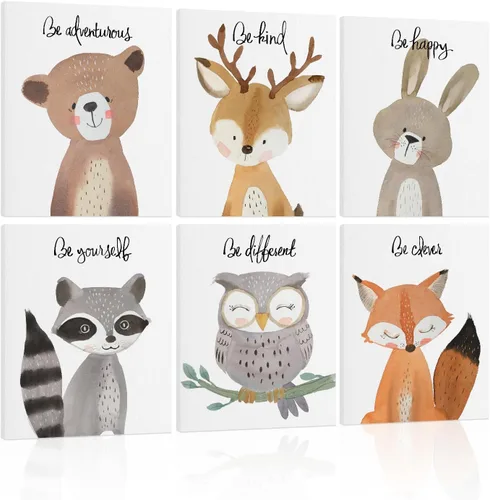 Vista 12 de Póster ABC para decoración de pared de cuarto de bebé, arte bohemio del alfabeto para pared de aula, arte de pared de niños de animales de safari