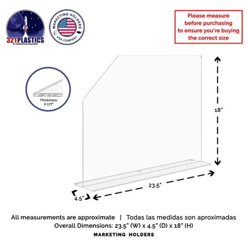 Vista 6 de Protección contra salpicaduras de acrílico transparente con abertura de fácil acceso, protector de una pieza independiente, barrera de 23.5" x 4.5