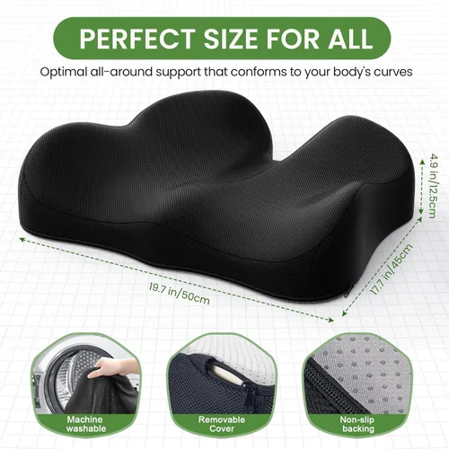 Vista 4 de A-Pce Cojín de asiento ergonómico, cojín antideslizante para silla de Negro