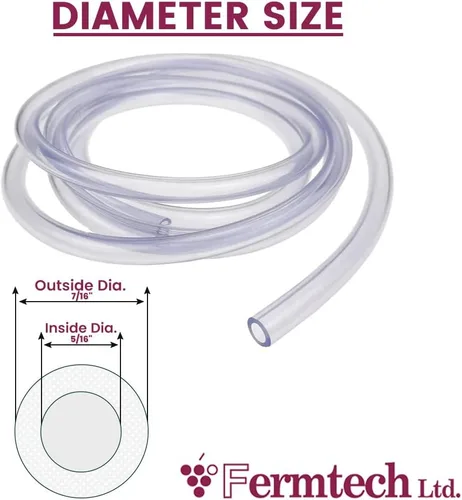 Vista 3 de Fermtech Tubo de vinilo de grado alimenticio – 10 pies 5/16 ID – 7/16 OD, transparente