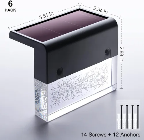 Vista 6 de DenicMic - Luces solares de terraza, para exteriores en escaleras, cercas, barandales, patio, jardín, escalón, superbrillantes de 10 lúmenes, 2