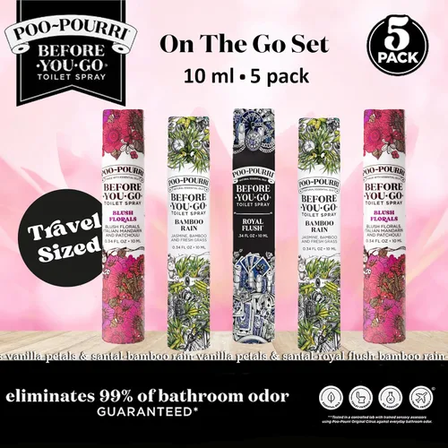 Vista 2 de Poo-Pourri Before-You-Go - Aerosol para inodoro, tamaño de viaje, 10 mL, paquete de 5