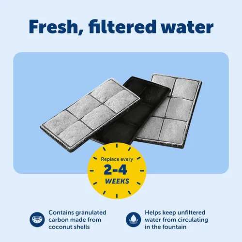 Vista 3 de Filtros de reemplazo de carbono premium PetSafe Drinkwell - Mejora el sabor del agua - Carbón activado de cáscaras de coco - Compatible con fuentes