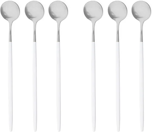 Vista 15 de Cubiertos de plata blanca pulida mate, diseño ligero, 36 piezas de acero inoxidable, juego de cubiertos de servicio para 6, incluyendo tenedores