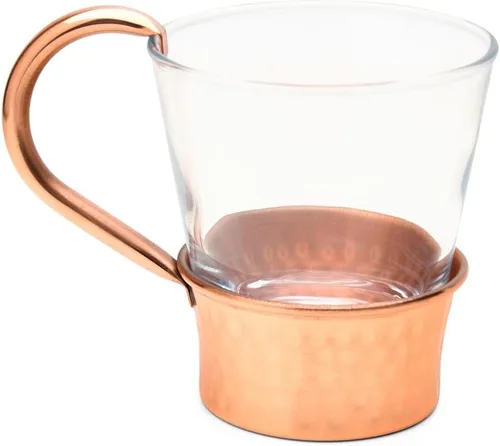 Vista 8 de Advanced Mixology Tazas de mula turca Juego de 4 Base de cobre 100% puro y vidrio Grado alimenticio Acabado martillado