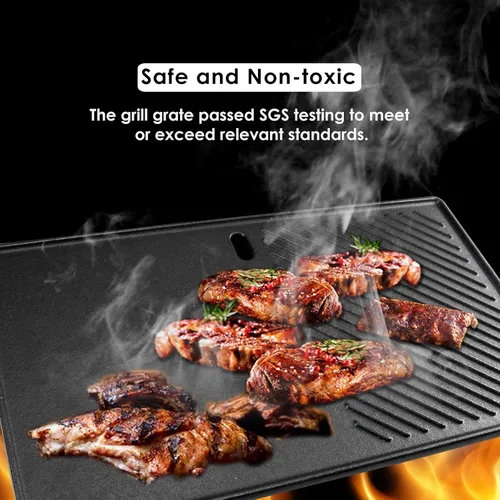 Vista 3 de Uniflasy Plancha Parrilla Reversible de Hierro Fundido para Estufa 16 7/8" Sartén Plancha Plana, Placa de Plancha Parrilla de Hierro Fundido