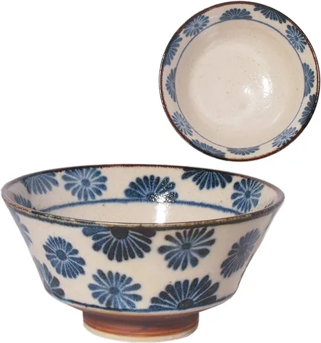 Vista 14 de Minorutouki mino ware PAIKAJI cuenco de fideos antitipo flor φ7.2×H3.6in 16.58oz