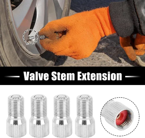 Vista 2 de Unifizz 4 unids coche cromo neumático rueda válvula tapa extensión adaptador válvula vástago extensión 0.748 in