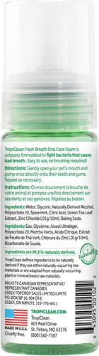 Vista 2 de TropiClean Fresh Breath Spray de espuma dental para perros y gatos Ambientador rápido de aliento y solución de limpieza dental Fabricado