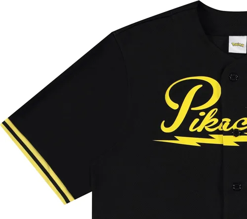Vista 3 de Pokemon Camiseta de béisbol Pikachu para hombre, Pikachu Charizard Pokeball de malla con botones