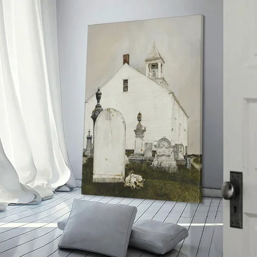 Vista 3 de JIANPIN Andrew Wyeth Perpetual Care - Lienzo impreso con pinturas famosas, pósteres artísticos de pared, lienzo decorativo en H para pared, póster